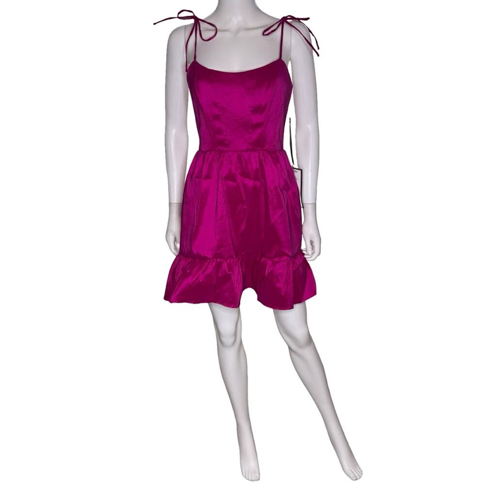 Adrianna Papell Women’s Soft Skirt Taffeta Mini Dress In Pink Sz 8 - Picture 2 of 9